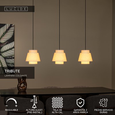 Lucide TRIBUTE - Lámpara colgante - 3xE27 - Beige